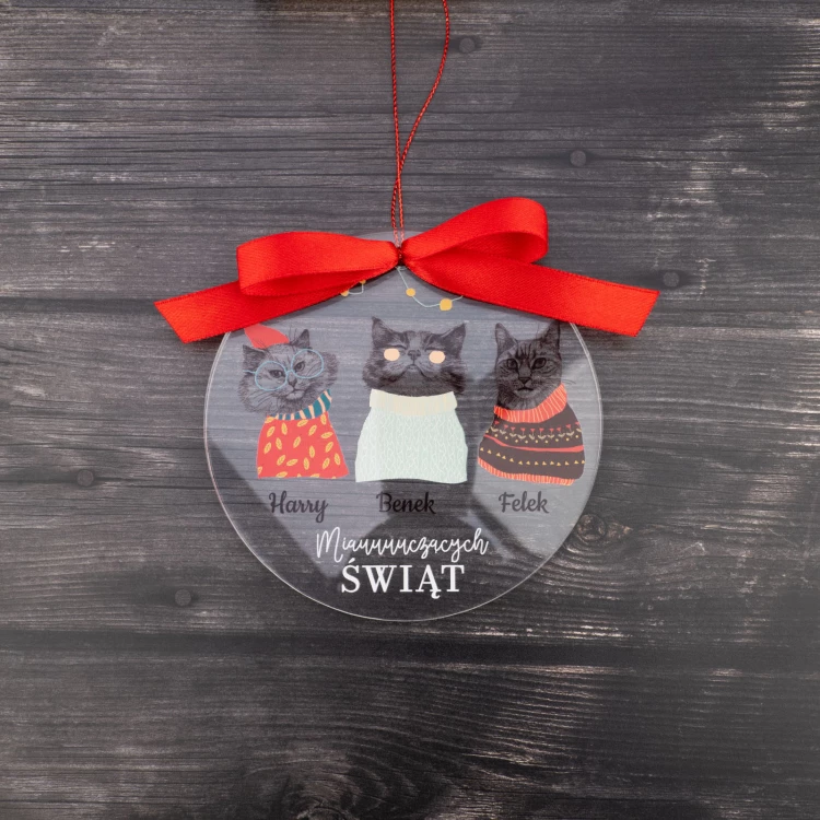 Kartka świąteczna i bombka z kotami - wym. 150x210mm - KS009
