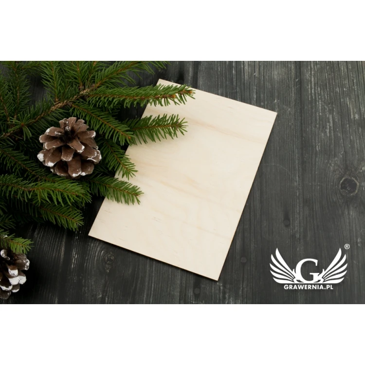 Kartka drewniana świąteczna Boże Narodzenie - nadruk UV - wym. 105x150mm - KS001