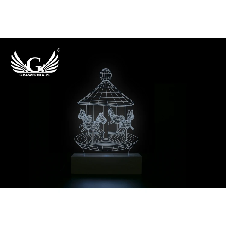 Karuzela - Lampa 3D LED RGB sterowana z pilota - L3D010