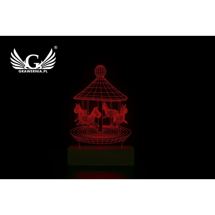 Karuzela - Lampa 3D LED RGB sterowana z pilota - L3D010