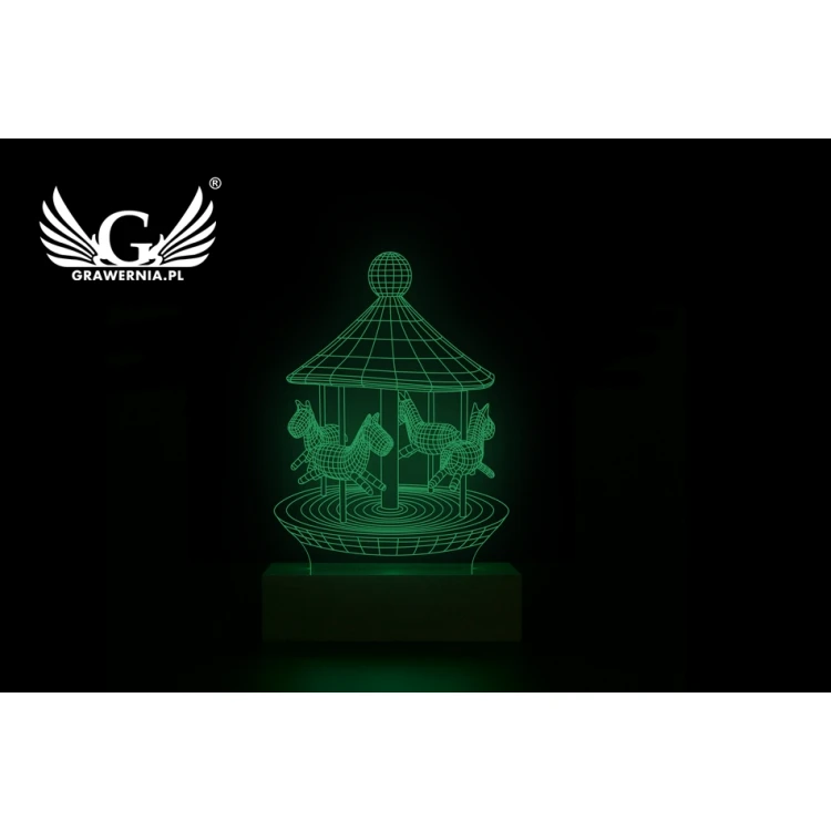 Karuzela - Lampa 3D LED RGB sterowana z pilota - L3D010