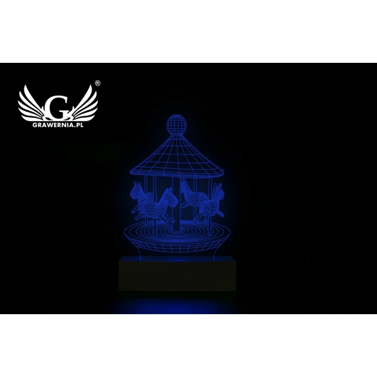 Karuzela - Lampa 3D LED RGB sterowana z pilota - L3D010