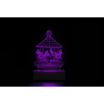 Karuzela - Lampa 3D LED RGB sterowana z pilota - L3D010