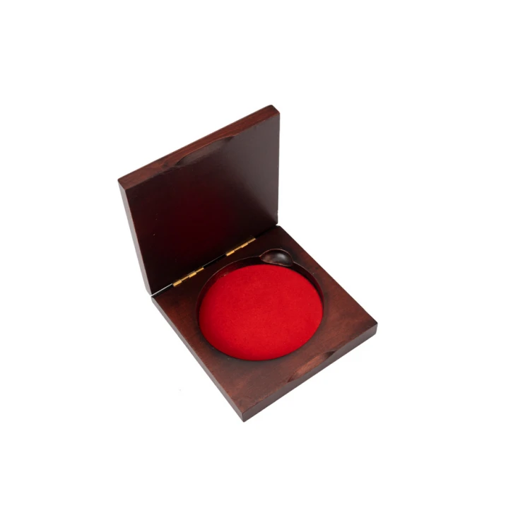 Kasetka etui drewniane z dwoma gniazdami na medal o średnicy 70mm - KAS05