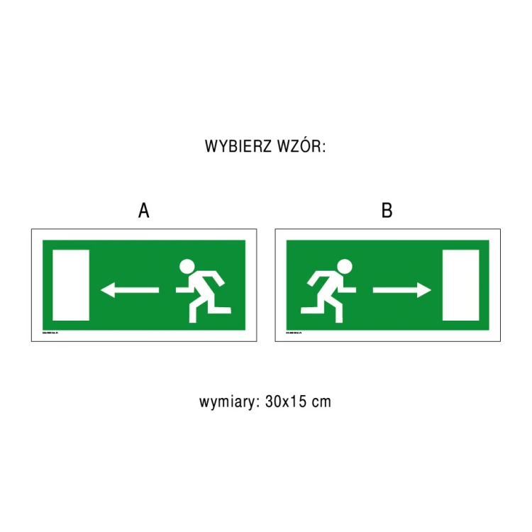 Kierunek wyjścia ewakuacyjnego - tabliczka - wym. 300x150mm - PVC - kolorowy druk UV - BHP141