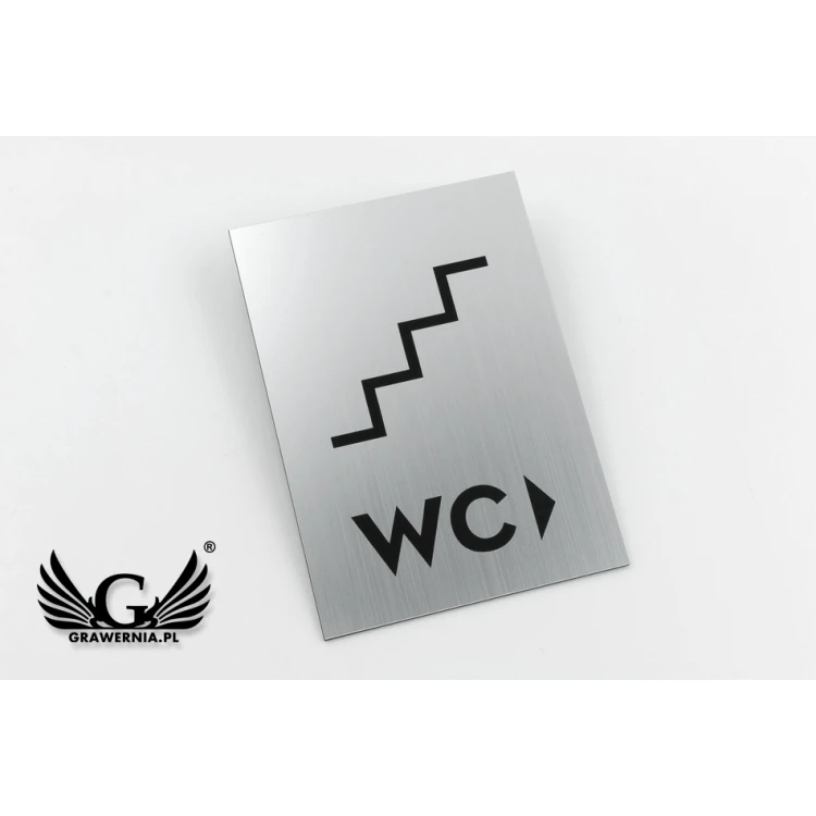 Tabliczki kierunkowe na ścianę - toalety - srebrny lub złoty laminat - wym. 100x140mm - TT020
