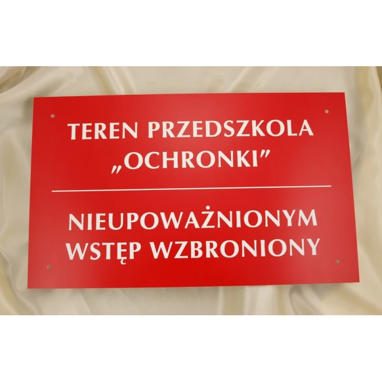 Szyld TEREN PRZEDSZKOLA NIEUPOWAŻNIONYM WSTĘP WZBRONIONY - SZ016 - wym. 500x300mm