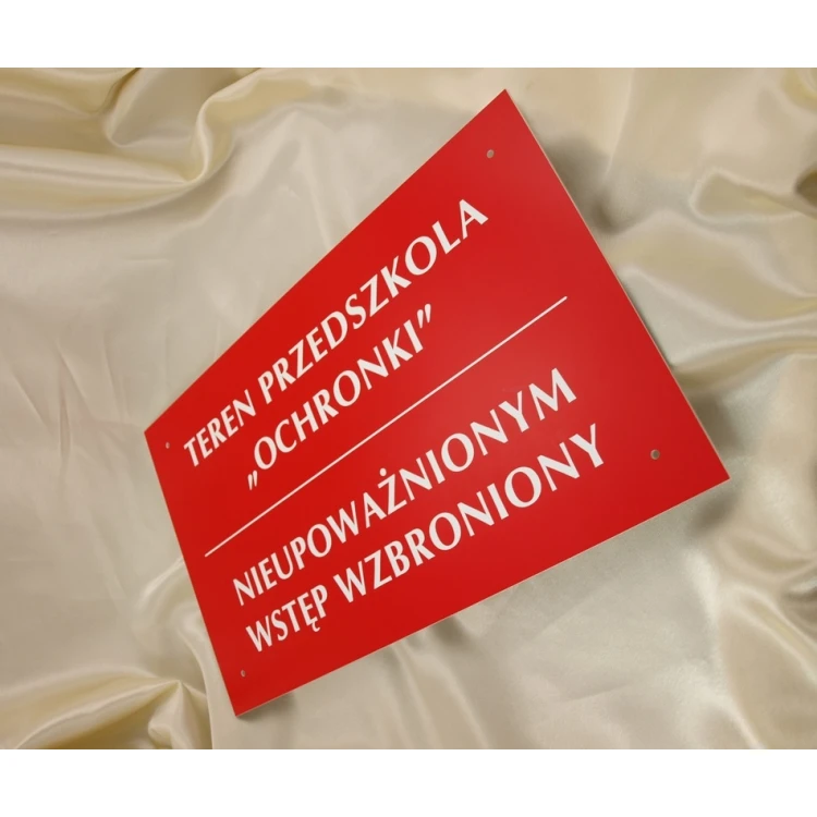 Szyld TEREN PRZEDSZKOLA NIEUPOWAŻNIONYM WSTĘP WZBRONIONY - SZ016 - wym. 500x300mm
