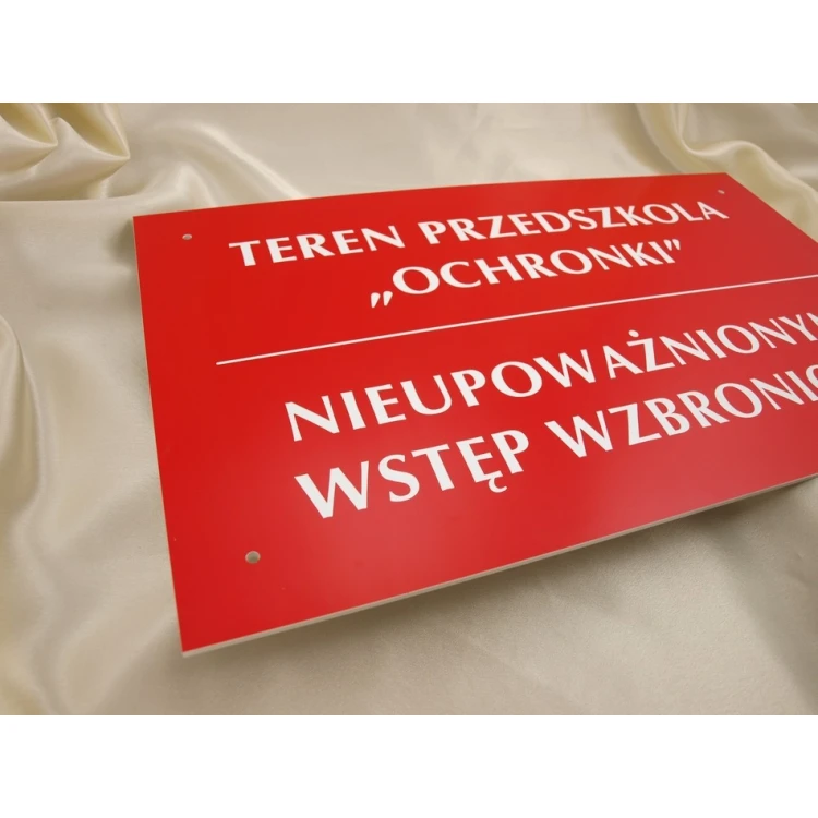 Szyld TEREN PRZEDSZKOLA NIEUPOWAŻNIONYM WSTĘP WZBRONIONY - SZ016 - wym. 500x300mm