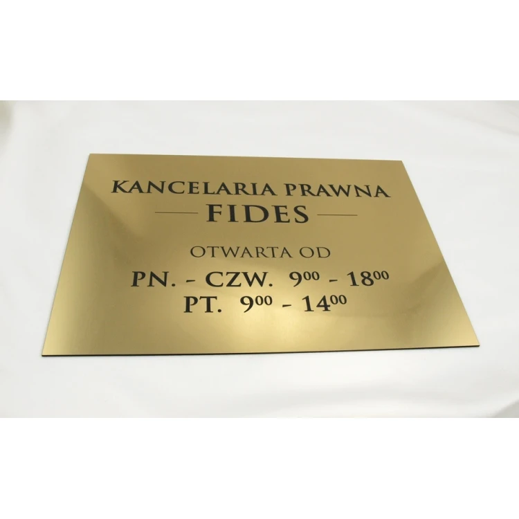SZYLD KANCELARIA PRAWNA - godziny otwarcia - SZ030 - złoty - wym. 297x210mm (A4)