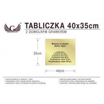 Tabliczka 40x35cm dowolny grawer laserem