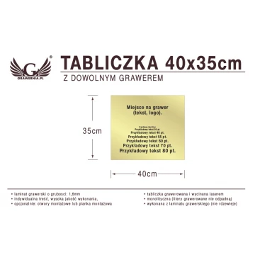 Tabliczka 40x35cm dowolny grawer laserem
