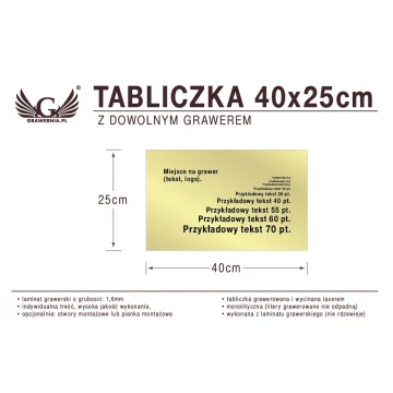 Tabliczka 40x25cm dowolny grawer laserem