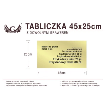 Tabliczka 45x25cm dowolny grawer laserem