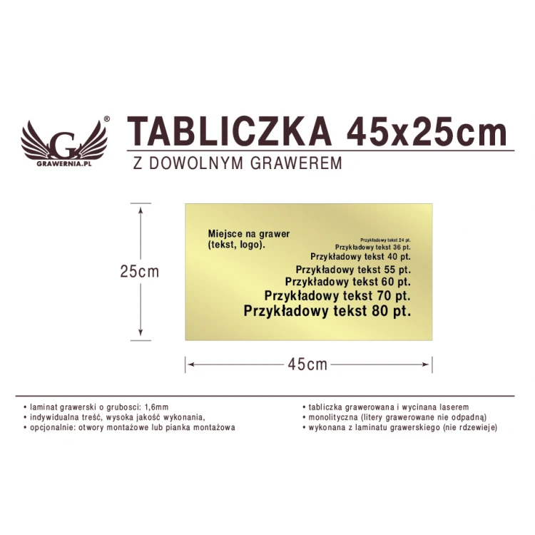 Tabliczka 45x25cm dowolny grawer laserem