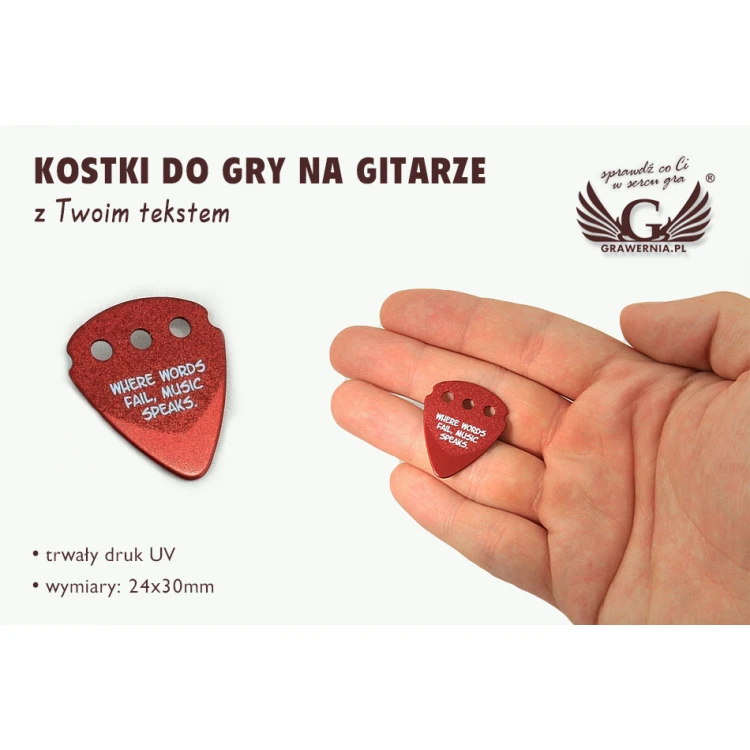 Kostki do gry na gitarze z Twoim tekstem
