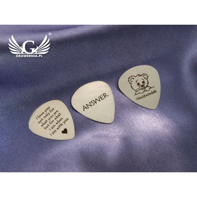 Kostki do gry na gitarze z własnym logo - stalowe - zestaw: 3 sztuk