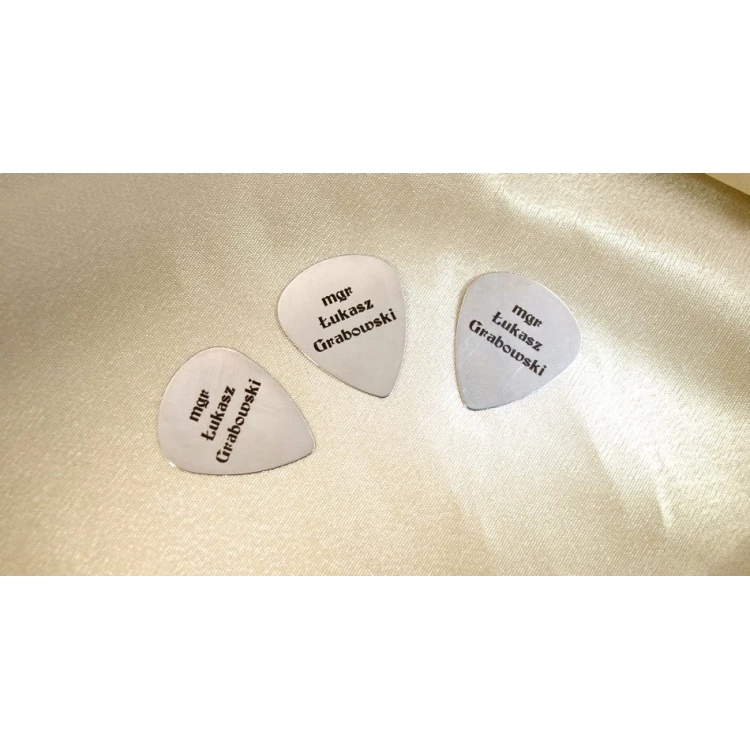 Kostki do gry na gitarze z własnym logo - stalowe - zestaw: 3 sztuk