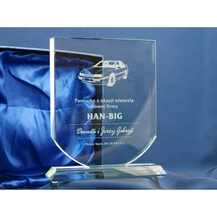 Trofeum szklane w etui - TARCZA 