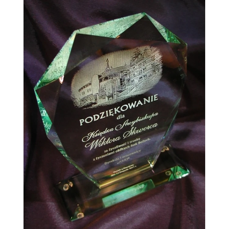 Trofeum szklane w etui - MILO z fotografią