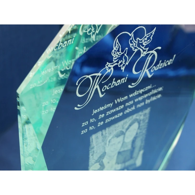 Trofeum szklane w etui - MILO z fotografią - Podziękowanie dla rodziców