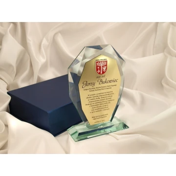 Trofeum szklane w etui - MILO plus laminat grawerski
