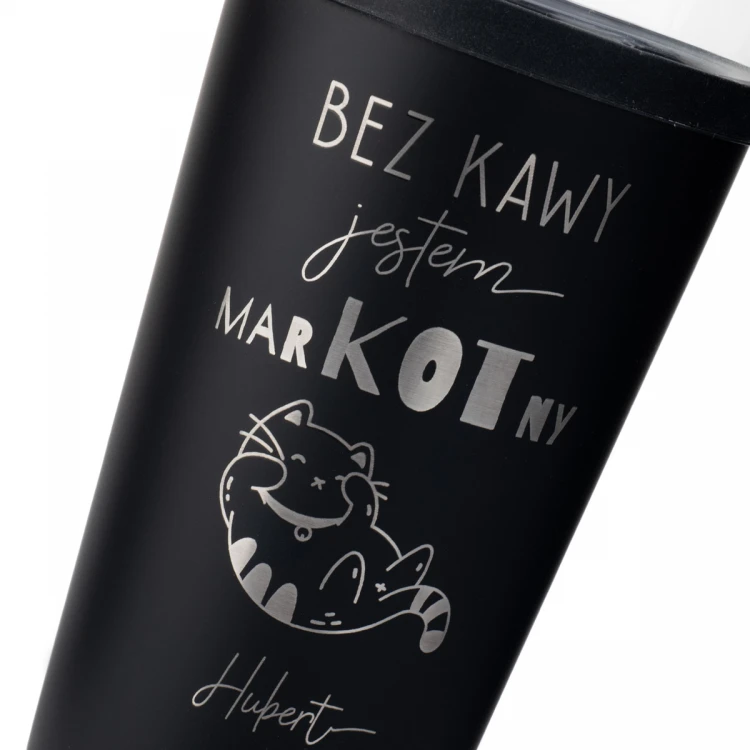 Kubek szklany Morea - 428ml - Bez kawy jestem markotny - KUB049