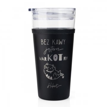 Kubek szklany Morea - 428ml - Bez kawy jestem markotny - KUB049