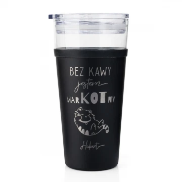 Kubek szklany Morea - 428ml - Bez kawy jestem markotny - KUB049