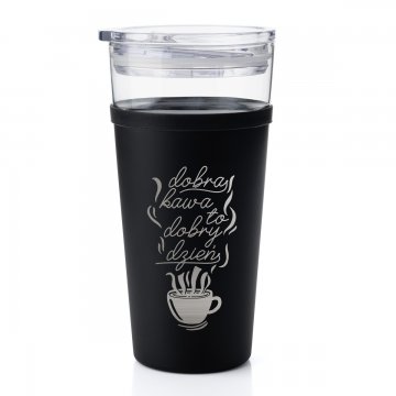 Kubek szklany Morea - 428ml - dobra kawa to dobry dzień - KUB037