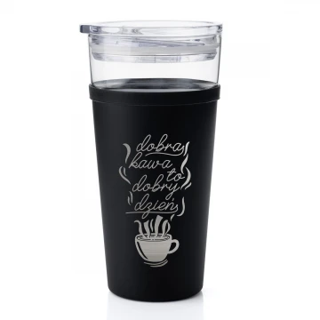 Kubek szklany Morea - 428ml - dobra kawa to dobry dzień - KUB037
