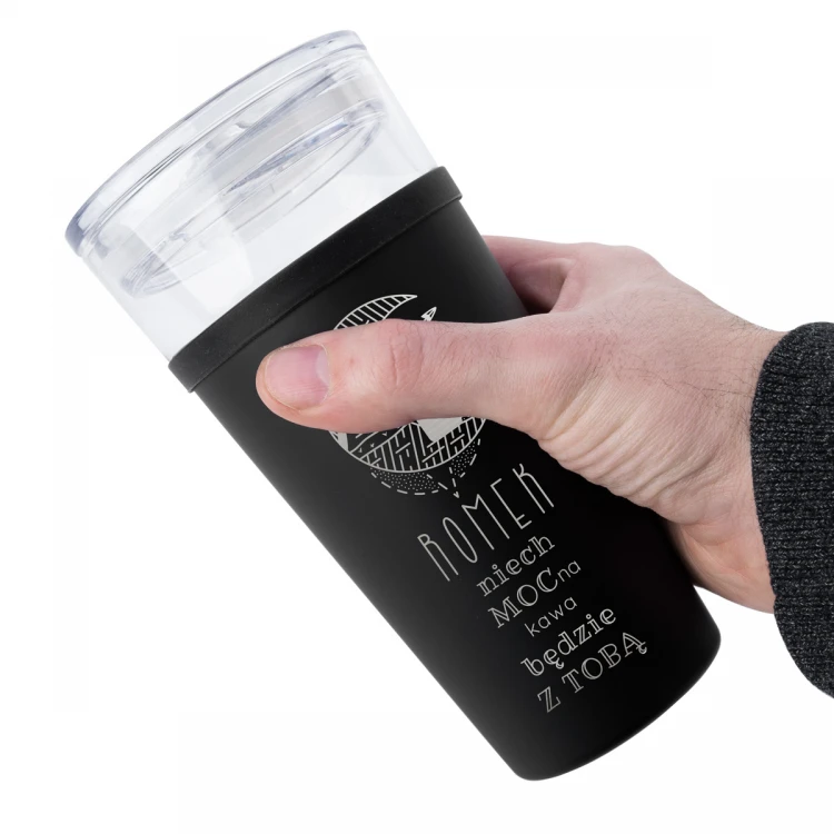 Kubek szklany Morea - 428ml - Niech mocna kawa będzie z Tobą - KUB047