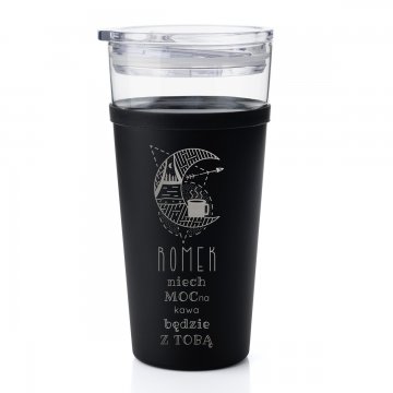 Kubek szklany Morea - 428ml - Niech mocna kawa będzie z Tobą - KUB047