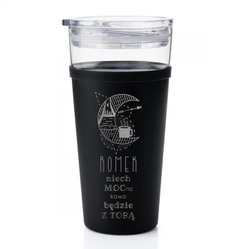 Kubek szklany Morea - 428ml - Niech mocna kawa będzie z Tobą - KUB047