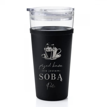 Kubek szklany Morea - 428ml - Przed kawą nie jestem sobą - KUB044