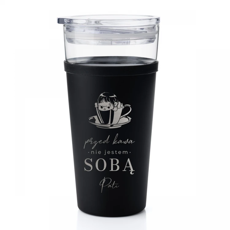 Kubek szklany Morea - 428ml - Przed kawą nie jestem sobą - KUB044