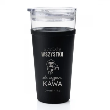 Kubek szklany Morea - 428ml - Zrobię wszystko, ale najpierw kawa - KUB043