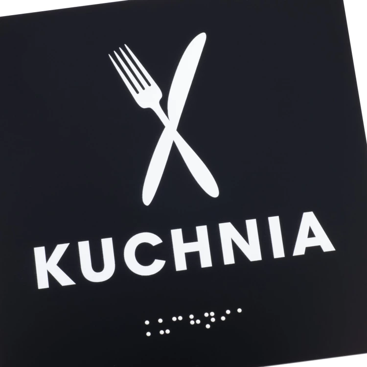 Kuchnia - tabliczka z czarnego matowego akrylu - wym. 150x150mm - TAB577