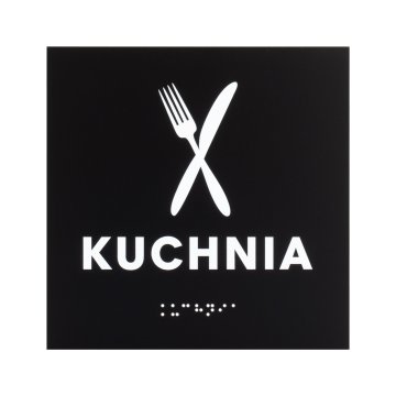 Kuchnia - tabliczka z czarnego matowego akrylu - wym. 150x150mm - TAB577