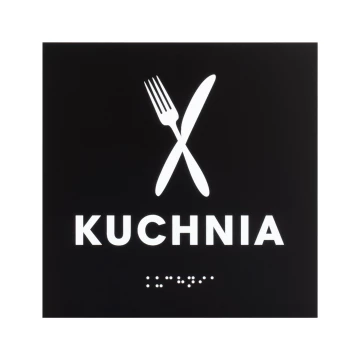 Kuchnia - tabliczka z czarnego matowego akrylu - wym. 150x150mm - TAB577