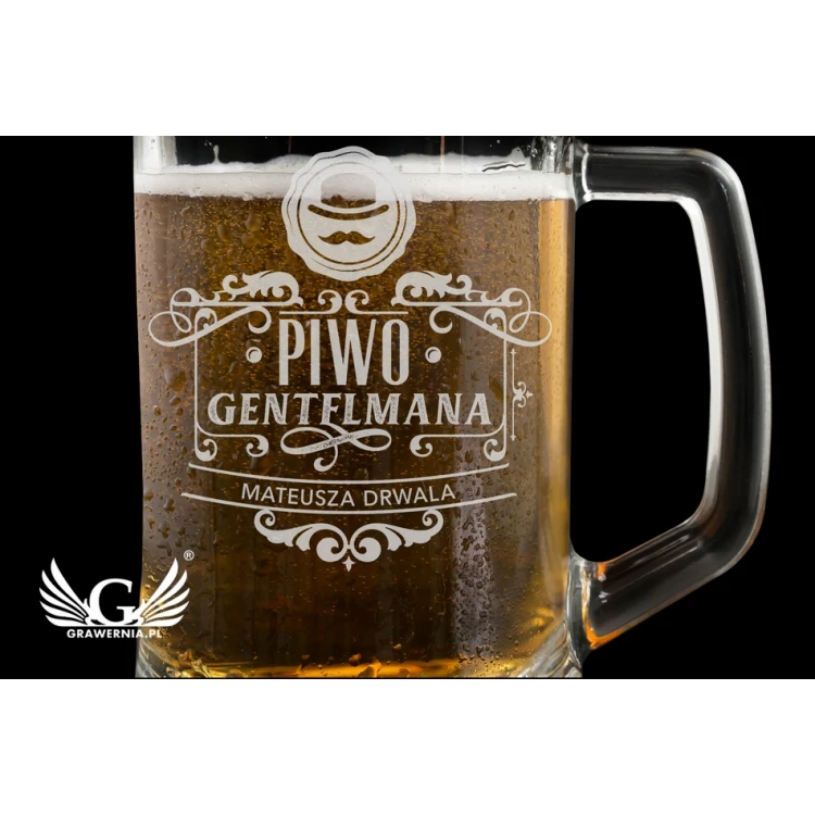 Kufel na piwo z grawerem - Piwo gentelmana - KUF004