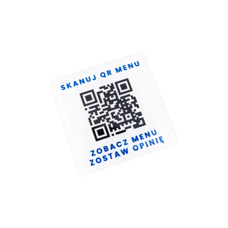 Kwadratowe menu z kodem QR - tworzywo HIPS z domingiem - wym. 40mm - MEN027