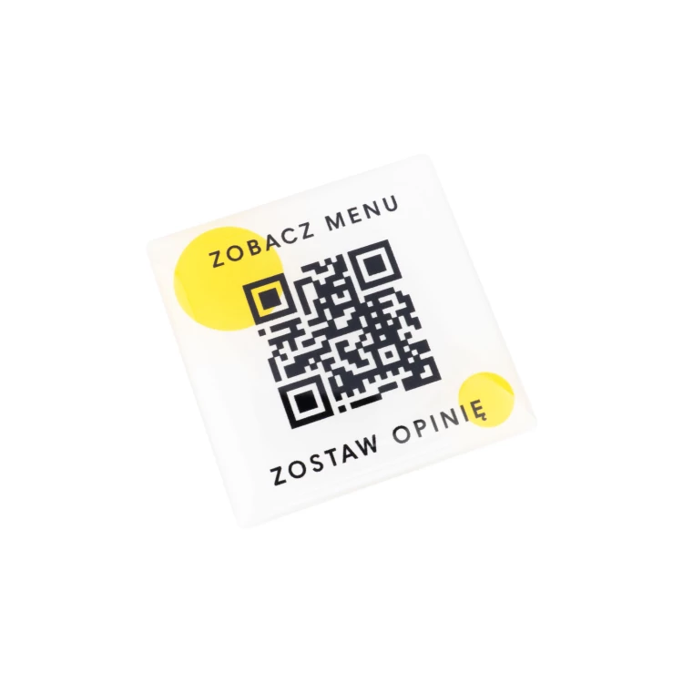 Kwadratowe menu z kodem QR - tworzywo HIPS z domingiem - wym. 40mm - MEN027