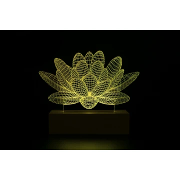 Kwiat Lotosu - Lampa 3D LED RGB sterowana z pilota - L3D007