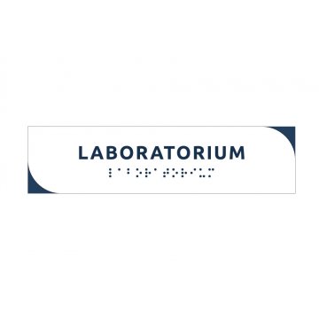 Laboratorium - tabliczka z białego dibondu z pismem Braille'a - wym. 200x50mm - MONO - TAB295