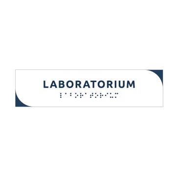 Laboratorium - tabliczka z białego dibondu z pismem Braille'a - wym. 200x50mm - MONO - TAB295