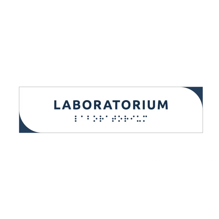 Laboratorium - tabliczka z białego dibondu z pismem Braille'a - wym. 200x50mm - MONO - TAB295