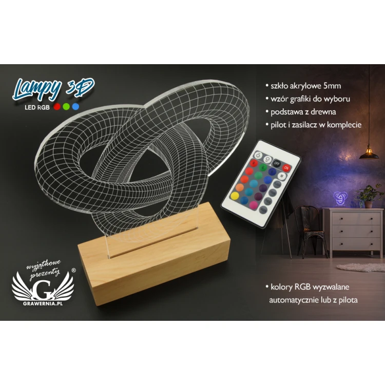 Lampa 3D LED RGB sterowana z pilota - L3D001