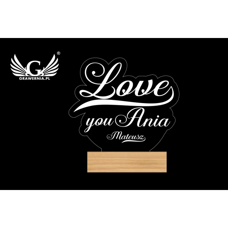 Lampa LED RGB sterowana z pilota - Love - walentynki L3D003