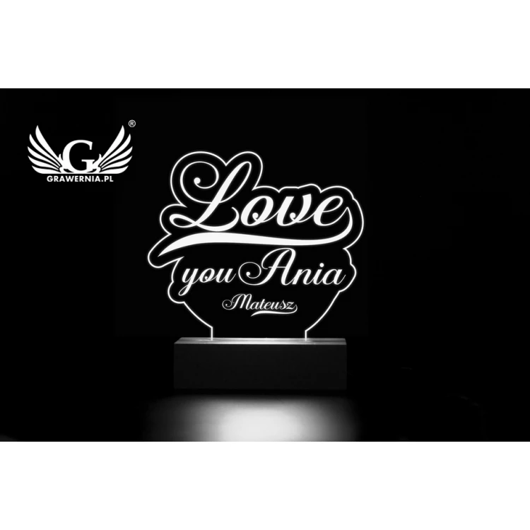 Lampa LED RGB sterowana z pilota - Love - walentynki L3D003